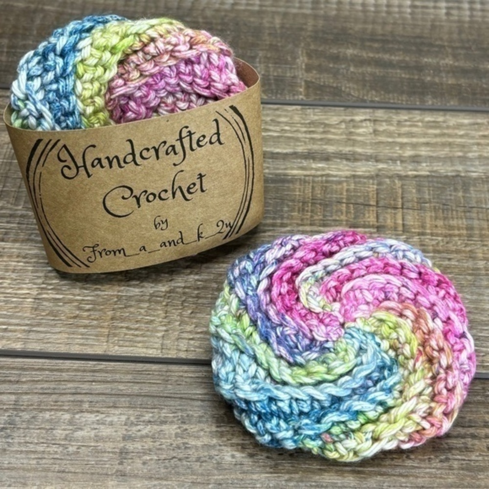 Handcrafted‎ Crochet Spiral Tawashi Bath Scrubbies Set Cotton Yarn Handmade